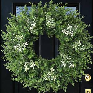 lot 1617 image: 26 Large Boxwood Wreath for Front Door Artificial Spring Wreath Boxwood Leaves Greenery Outdoor Door Wreaths for Porch Window Home Farmhouse Wall Decor Green Year Round Indoor Outdoor All Seasons