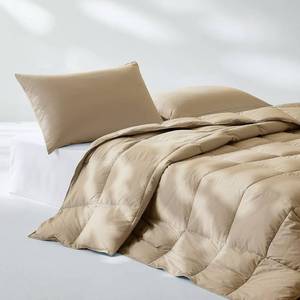 lot 1623 image: Pacific Coast Summer Goose Feather and Down Fiber Comforter Queen Size, Breathable Duvet Insert for Summer and Hot Sleepers, Natural Cooling Tencel Lyocell Shell, 8 Corner Tabs, Khaki Brown, 90x90