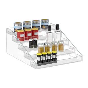 lot 1625 image: PMMASTO Widen Tiered Spice Rack, Seasoning Organizer, Clear Acrylic Vertical Shelves Can Organizer for Countertop, Cabinet, Pantry, Kitchen Organization and Storage - 5 Tier