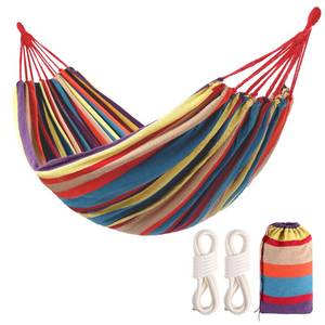 lot 1642 image: LIEVIM Camping Hammocks for Backyard Hanging Sturdy Garden Comfortable Fabric Hammock Indoor Tree Straps Up to 616lbs Weight Capacity with Travel Bag for Camping Portable Outdoor Patio (Multicolour)