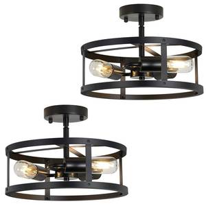 lot 1645 image: SKEJAO Semi Ceiling Light Fixture,3-Light Black Flush Mount Ceiling Light,13 Inch Hallway Light fixtures Ceiling,Light Fixtures Ceiling Mount for Farmhouse,Kitchen (2, 13.1 inch)
