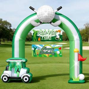 lot 1653 image: Eyourlife 9FT Golf Party Decorations Birthday Decor Inflatable Arch Blow-Up with Par-Tee Time and Happy Birthday Banner, Golf Car Flag Built-in Blower and 5 LED for Golf Course Outdoor Stadium Sports