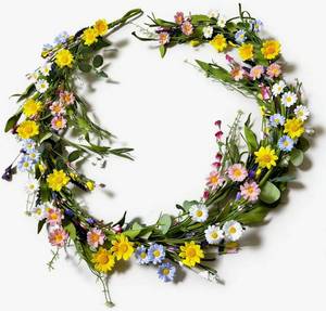 lot 3371 image: Anieaura 6FT Spring Flower Garland for Mantle, Wildflower Daisy Garland - Silk Floral Easter Garland for Wall Fireplace Bedroom Party Arch Table Centerpiece Home Indoor Outdoor Decor
