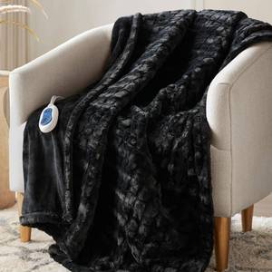 lot 3382 image: Beautyrest Heated Blanket, Eletric Throw Blanket, Soft, Warm, Reversible Faux Fur - Mink Oversized Heating Blanket Throw, 3 Heat Settings, 2 hr Auto Shut Off, Machine Washable, 50x70 Black Texture