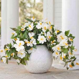 lot 3384 image: FineCheer 42 Pcs Artificial Hibiscus Flowers for Outdoor Decoration Fake Tropical Flowers UV Resistant Silk Faux Planter for Outside Garden Porch Patio Home Front Door Decor(Red)