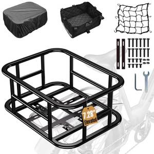 lot 3387 image: Amoowis Rear Bike Basket Large Capacity - 210LBS Heavy-Duty Cargo Basket, All-Weather E-Bike & Scooter Accessories with Cover, Perfect for Grocery Hauls, Pet Transport & Commuting