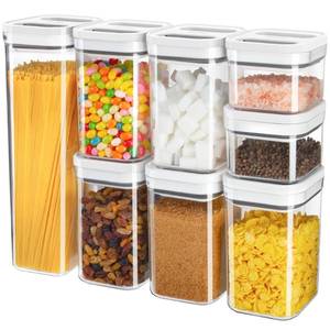 lot 3400 image: MR.SIGA 8 Piece Airtight Food Storage Container Set, BPA Free Kitchen Pantry Organization Canisters, One-handed Airtight Plastic Containers with Lids for Cereal, Spaghettie, Pasta,White