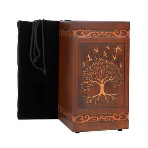 lot 3404 image: Uzvoxhe Wooden Urns for Human Ashes Adult Male Female, Large Rubberwood Traditional Cremation Urn Holds Up to 250 LBS, Decorative Funeral Urn for Burial or Memorial Keepsake-Tree of Life