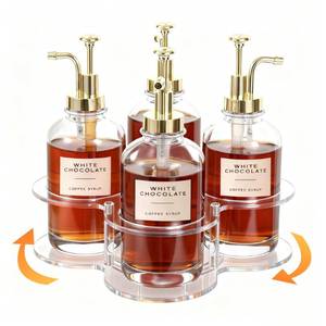 lot 4180 image: IEEK Rotating Coffee Syrup Organizer,Syrup Bottle Holder for Syrup Dispenser 16.9oz,Clear Acrylic Coffee Syrup Rack for Coffee Bar Station Countertop,Coffee Syrup Turntable Tray