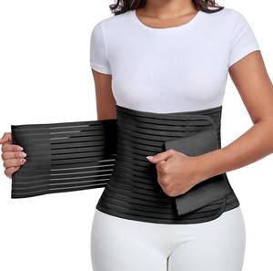 lot 4181 image: Postpartum & Post Surgery Abdominal Binder. Postpartum Belly Band Support Recovery after C-Section, Natural Birth, Hysterectomy, Hernia Belt (Black,M)