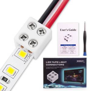 lot 4183 image: 20 Pack 2 Pin 10mm LED Strip Connectors, Solderless Screw Terminal LED Light Strip Connectors, Wire to Strip Connector for 5V 12V 24V