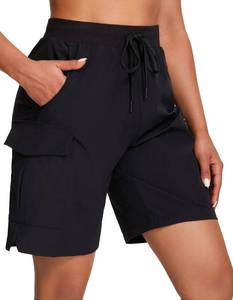 lot 4185 image: Oalka Womens Hiking Shorts Lightweight Zipper Pockets Cargo Quick Dry Summer Shorts Black L