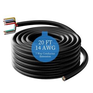 lot 4188 image: Gubrdfrsod 14 Gauge 20 FT 7 Way Trailer Wire Pure Copper Heavy Duty 7 Pin Trailer Wiring Harness Round 7 Wire Trailer Cable 20 FT 14 AWG 7 Conductor Trailer Cord for Rv Camper Truck