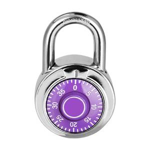 lot 4189 image: HZSY Combination Padlock 1 Pack, Fixed Dial Combination Padlock with Different Combinations, 2 in. Wide. Purple Turntable, Lock for Gym & Locker, School, Toolbox, and More