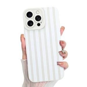 lot 4190 image: KANGHAR Compatible with iPhone 16 Pro Case, Silicone Stripes Cute Pattern, Camera Protection Soft Slim Phone Case for Phone Case -White