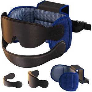 lot 4193 image: SARISUN Travel Pillow Combo with Chin Strap, Airplane Pillows with 3D Eye Mask for Sleeping, 360° Support Plane Head Strap for All Plane Seats, Long Flights Essentials, Stop Bobblehead, Mottle Blue