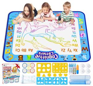 lot 4216 image: Jasonwell Aqua Water Doodle Mat 40 X 32 Inches Large Magic Drawing Doodling Mat Coloring Mat Educational Toys Christmas Birthday Gifts for Kids Toddler Boys Girls Age 2 3 4 5 6 7 8 Year Old (Alphabet)