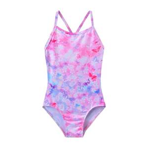 lot 4226 image: iLover Girls Sparkle One Piece Swimsuits Crossback Swimwear Beach Bathing Suit with Adjustable Strap 8-9 Years Butterfly