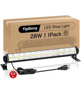 lot 4236 image: 28W LED Shop Light, 5400LM Plug in Garage Light with 6.6 FT Power Cord & Switch, 6000K Daylight White, Plug in LED Work Lighting for Garage, Workshop, Warehouse, Yard, Workbench, basement, 1 Pack