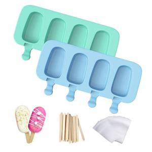lot 4240 image: Popsicles Molds, Ozera 2 Pack Homemade Cake Pop Molds, Reusable Silicone Ice Pop Cream Maker Cakesicle Molds with 50 Wooden Sticks & 50 Bags