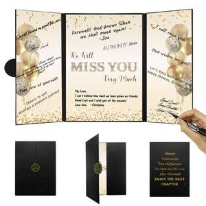 lot 4242 image: DARUNAXY Black Gold Farewell Party Decorations, We Will Miss You Very Much Alternative Signature Guest Book for Men Women Going Away Gifts Signing Card Board for Retirement Graduation Party Supplies