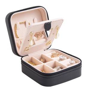 lot 4248 image: KElofoN Travel jewelry case Travel jewelry box Travel Jewelry Organizer Small Jewelry Organizer Box Gift for Girls Women with Mirror(Black)