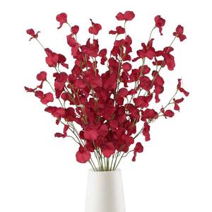 lot 4252 image: IPOPU Sweet Pea Flowers Artificial,8PCS Red Flowers 39 Faux Flowers Bulk Long Stem Artificial Flowers for Tall Vase Wedding Party Home Decoration(Red)