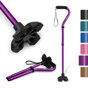 lot 4269 image: KINGGEAR F1 Walking Stick, Walking Cane for Women & Men, Self Standing Walkers for Seniors with Wrist Strap, Lightweight & Sturdy Offset EVA Handle and Large Quad Base