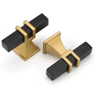 lot 4270 image: LONTAN 12 Pack Kitchen Cabinet Knobs Black and Gold Cabinet Knobs Dresser Drawer Hardware for Kitchen Bathroom Modern Black Hardware