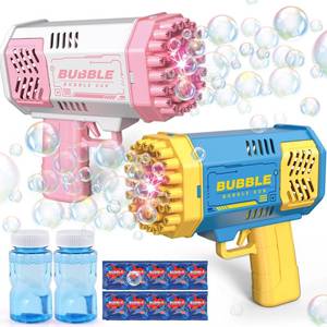 lot 4278 image: JONEG Toys for 3-8 Year Old Boys Girls 2 Pack Bubble Machine for Kids with Bubble Solution, Gifts for 3 4 5 6 7 8 Years Old Boy Birthday Toy for Kid Toddlers Ages 4-6 Outdoor Wedding Bubbles Wands