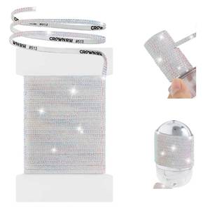 lot 4289 image: LYXMYGS 10-Yard Rhinestone Ribbon Self Adhesive Crystal Rhinestones, 2-Rows Bedazzling Strips, 10-Yard Rhinestone Strips for DIY Craft, Rhinestones for Crafting, Home Decor, White AB