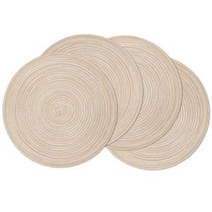 lot 4292 image: SHACOS Round Braided Placemats Set of 4 Washable Place Mats for Dining Tables 15 inch Non Slip Kitchen Table Mats (Beige, 4)