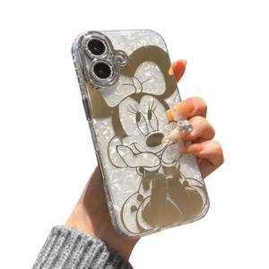 lot 4302 image: Lastma for iPhone 17 Case Bling Camera Lens Protection Glitter Bling Cute Pattern Printed Design Soft Bumper Hard Back Shockproof Protective Case for Girls and Women - Sparkly Minnie