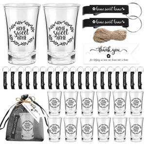 lot 5442 image: FYSUIMU 28 Sets Return Gifts for Housewarming Sweet Home Acrylic Shot Glasses with Bottle Opener Keychains Organza Bags Thank You Tags for New Home Guests Supplies