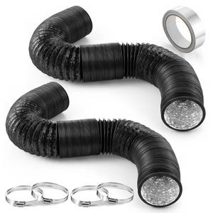 lot 5465 image: Dreyoo 3 Inch 16 Feet Dryer Vent Hose, 2 Pack Flexible PVC Ventilation Hose Kit, W 4 Clamps and 1 Roll of Tape, Insulated Aluminum Air Duct for HVAC Ventilation, Exhaust, Duct Fan Systems, Black