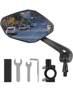 lot 6121 image: Bike Mirror Handlebar Mount, HD Wide Rear View Bicycle Mirrors for Handlebars with Scratch Resistant Glass, 360°Adjustable Bike Rear View Mirror for Scooter, Motorcycle, Bikes (HD Lens Left)