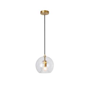lot 6137 image: I-xun Pendant Light Fixtures Double-Layered Glass Globe Pendant Light E26 Base Vintage Pendant Lighting for Kitchen Island Dining Room Bedroom (Transparent, 7.8 Inches)