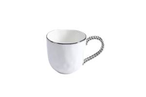 lot 6146 image: Pampa Bay Porcelain Mug, 13.5 oz Capacity, White and Silver, Serveware