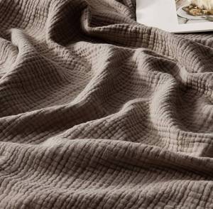 lot 9385 image: WDCOZY 100% Cotton Muslin Blanket Queen Size 4-Layer for Bed Breathable Lightweight Soft Large Boho Farmhouse Linen Tassels Ruffle Gauze Blankets 90x90 Inches Brown Mocha Chocolate Coffee Taupe