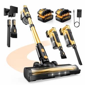 lot 9390 image: 60KPa Pet Hair Vacuum with Anti-Tangle Brush, Up to 70 Min Runtime, Dual Batteries, LED Display, 2L Dust Cup for Carpet & Hardwood Floors
