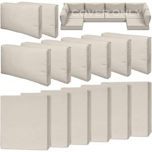 lot 9392 image: Cethytirko 14 Piece Outdoor Patio Waterproof Cushion Covers, Fits 6-Seat Wicker Rattan Sectional Couch Chair Furniture Cover Replacement Set - Fade-Resistant Patio Cushion Covers with Zipper