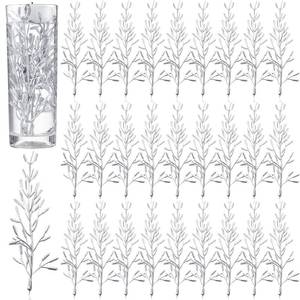 lot 10008 image: 80 Pieces Faux Flowers for Floating Candles Centerpiece 6 x 2 Inch Vase Filler Filling in Floating Candles Mini Flower Filler for Wedding Dinning Table Party Home Bar Restaurant Decoration(Silver)