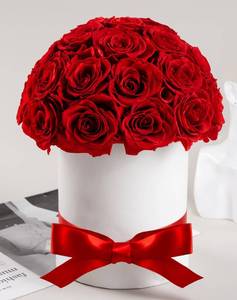 lot 10009 image: 27 Forever Roses Dome in Luxury White Box, Eternal Real Roses Birthday Gifts for Women, Preserved Flowers for Delivery Prime, Anniversary, Valentines Day, Mothers Day for Mom (Red)