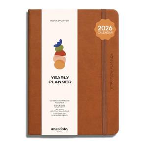 lot 10025 image: Anecdote 2026-2027 Planner 52 Week Daily Planner, Yearly, Monthly & Weekly Workflow for Planning Your Success �� Vegan Leather Hardcover, Start Anytime & Achieve your Goals - Camel