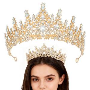 lot 10027 image: Ordeonrus Gold Crystal Tiara Crown for Women Rhinestone Queen Headband Princess Tiaras Crown Bridal Royal Hair Accessories Princess Headpieces for Wedding Costume Birthday Party Prom Gifts