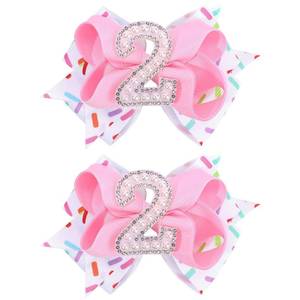 lot 10029 image: 2PCS Hair Bows for Baby Girls Birthday - 2nd Birthday Hair Bow Sweet Theme with Ice Cream Party, Pink Hair Accessories for Baby Toddler 1 2 3 4 5 6 Years, Outfit & Decorations