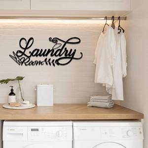 lot 10053 image: Metal Laundry Room Wall Decor Sign, Black Farmhouse Style, Decorative Wall Art,18.1 x 7.1 inch