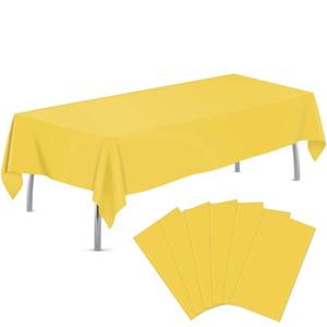 lot 10065 image: tujol Yellow 6 Pack Plastic Table Cloth 54 x 108, Disposable Tablecloths Rectangle Table Cover, Plastic Tablecloths for Parties