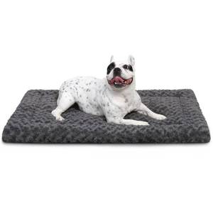 lot 10071 image: Washable Dog Bed Reversible Dog Beds for Crate Soft Fluffy Kennel Pad Anti-Slip Pet Sleeping Mat for Large Jumbo Medium Small Dogs (Grey, 30.00 x 19.00 x 1.50)