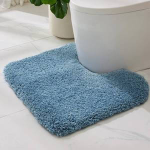 lot 10075 image: ILANGO Blue Toilet Rugs U Shaped 22 � 24 Non Slip & Super Absorbent Extra Thick Soft, Washable Bath Mats for Bathroom Floor, Microfiber Plush Shaggy Contour Bath Rugs for Toilet,Dry Quick